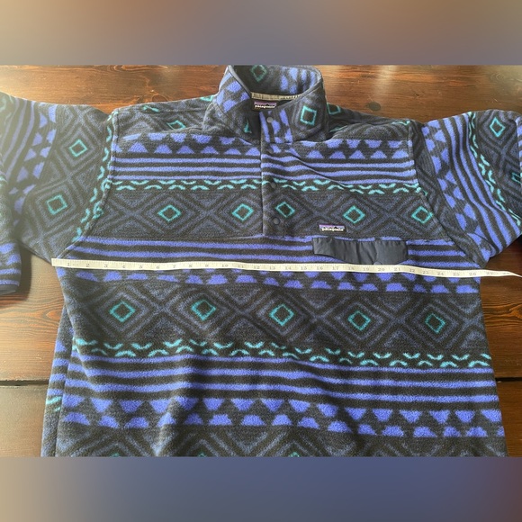 Vintage Patagonia Synchilla Fleece Aztec Southwestern Blue Purple XL Snap-T EUC - Picture 7 of 11